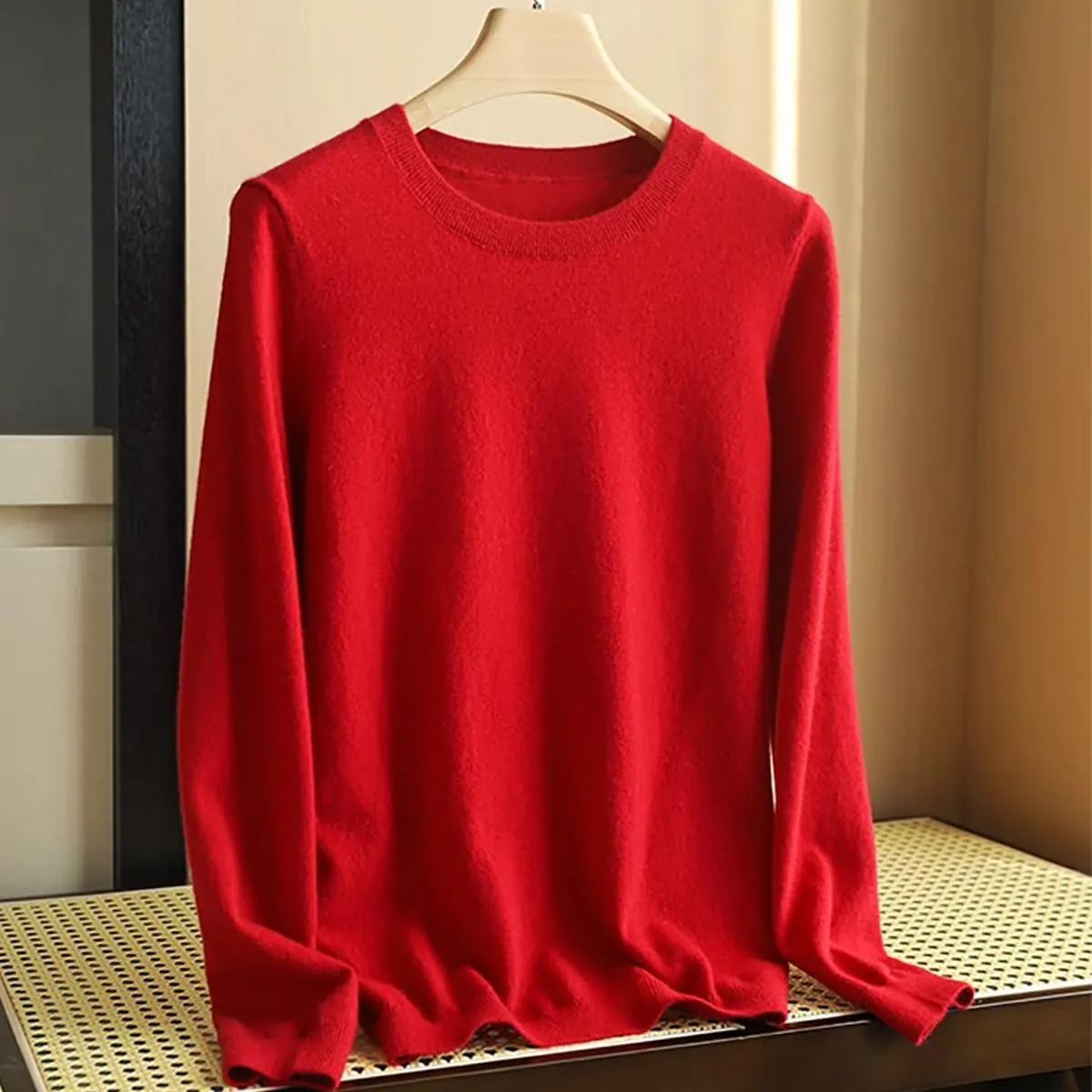 100% Pure Cashmere Crewneck Sweater for Women Long Sleeve Warm Soft Lightweight Knit Pullover