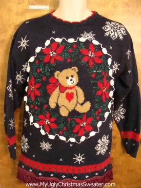 80s Teddy Bear Acrylic Ugly Christmas Sweater Pullover