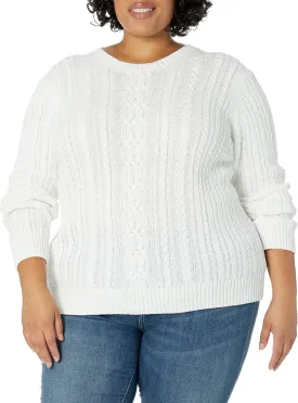 Amazon Essentials Women's Soft Fisherman Cable Long-Sleeve Crewneck Sweater (Available in Plus Size)