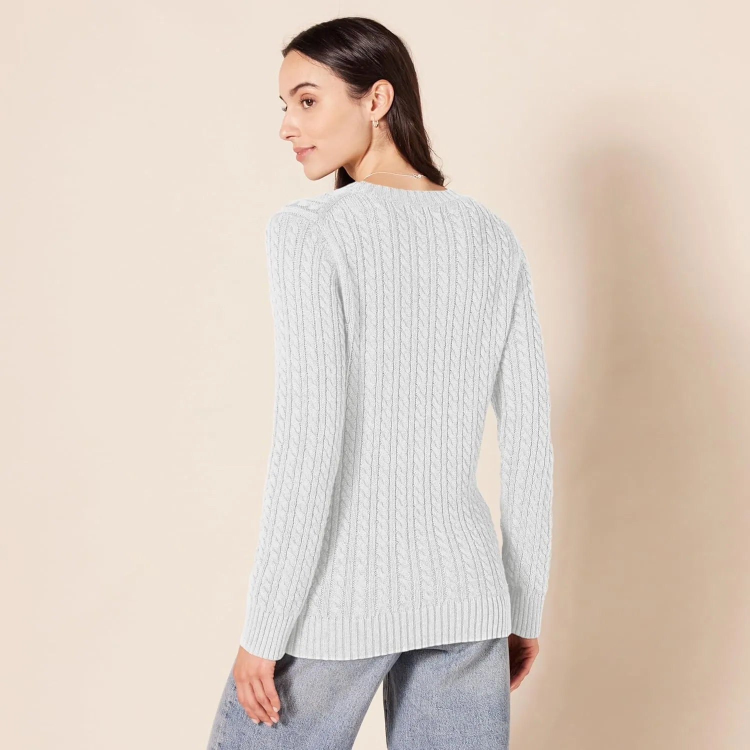Amazon Essentials Women's Soft Fisherman Cable Long-Sleeve Crewneck Sweater (Available in Plus Size)