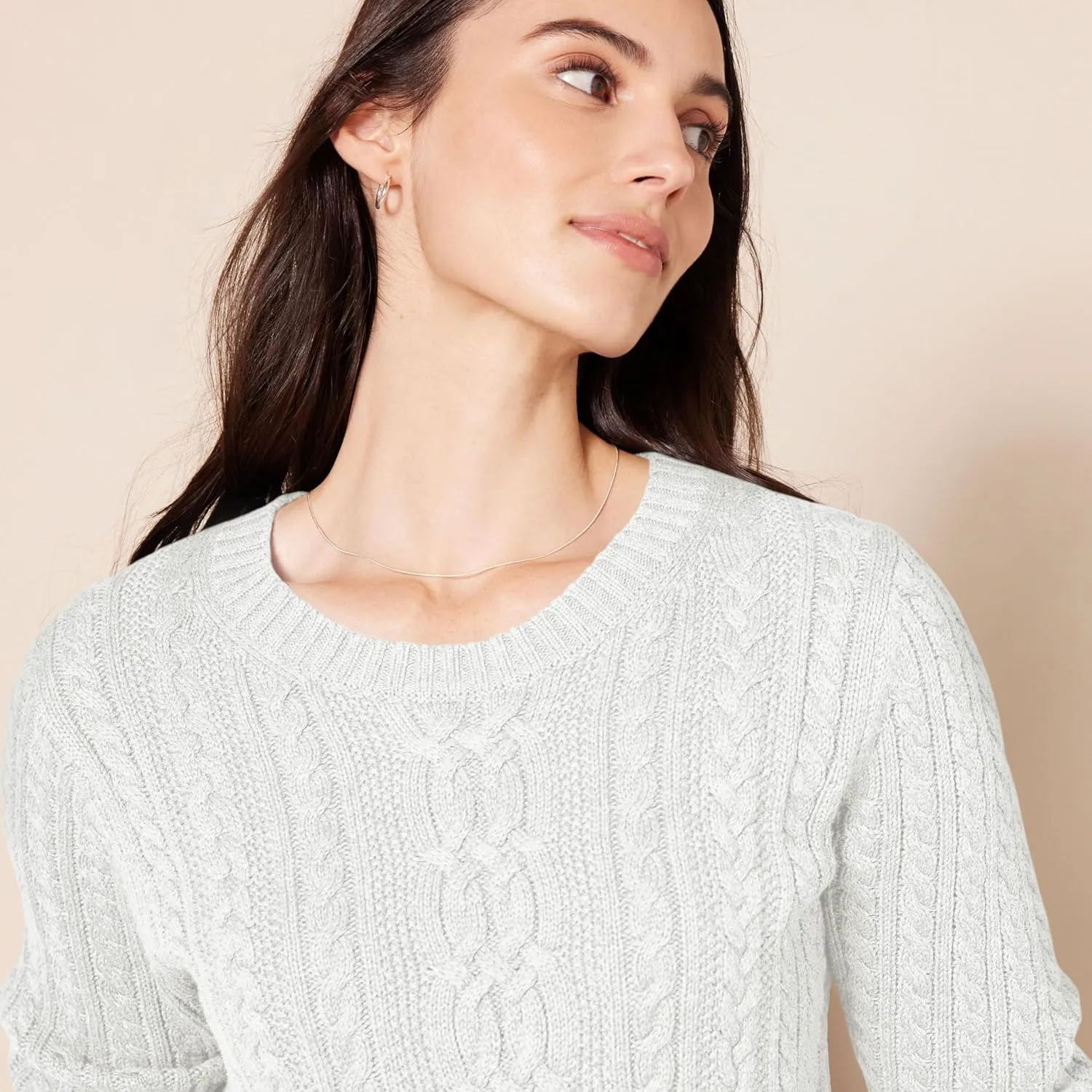Amazon Essentials Women's Soft Fisherman Cable Long-Sleeve Crewneck Sweater (Available in Plus Size)
