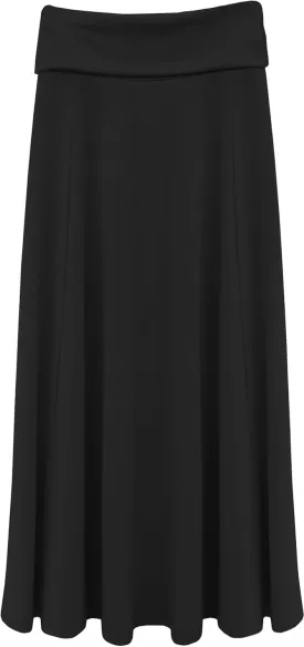 BABY O Girls Kids Basic Stretch Slinky Knit Fold Over Waist Ankle Length Long Maxi Skirt for 4 to 18 Years Old Long Skirt