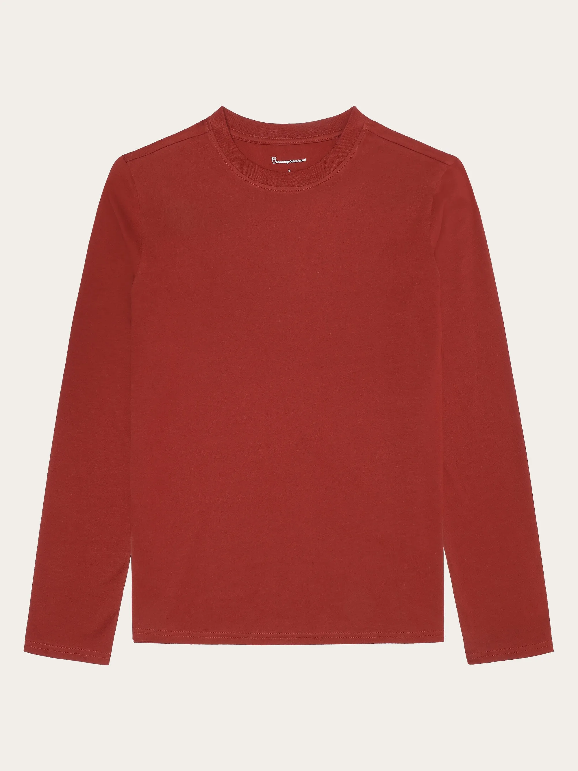 Basic pima cotton long sleeve t-shirt - GOTS/Vegan - Fired Brick