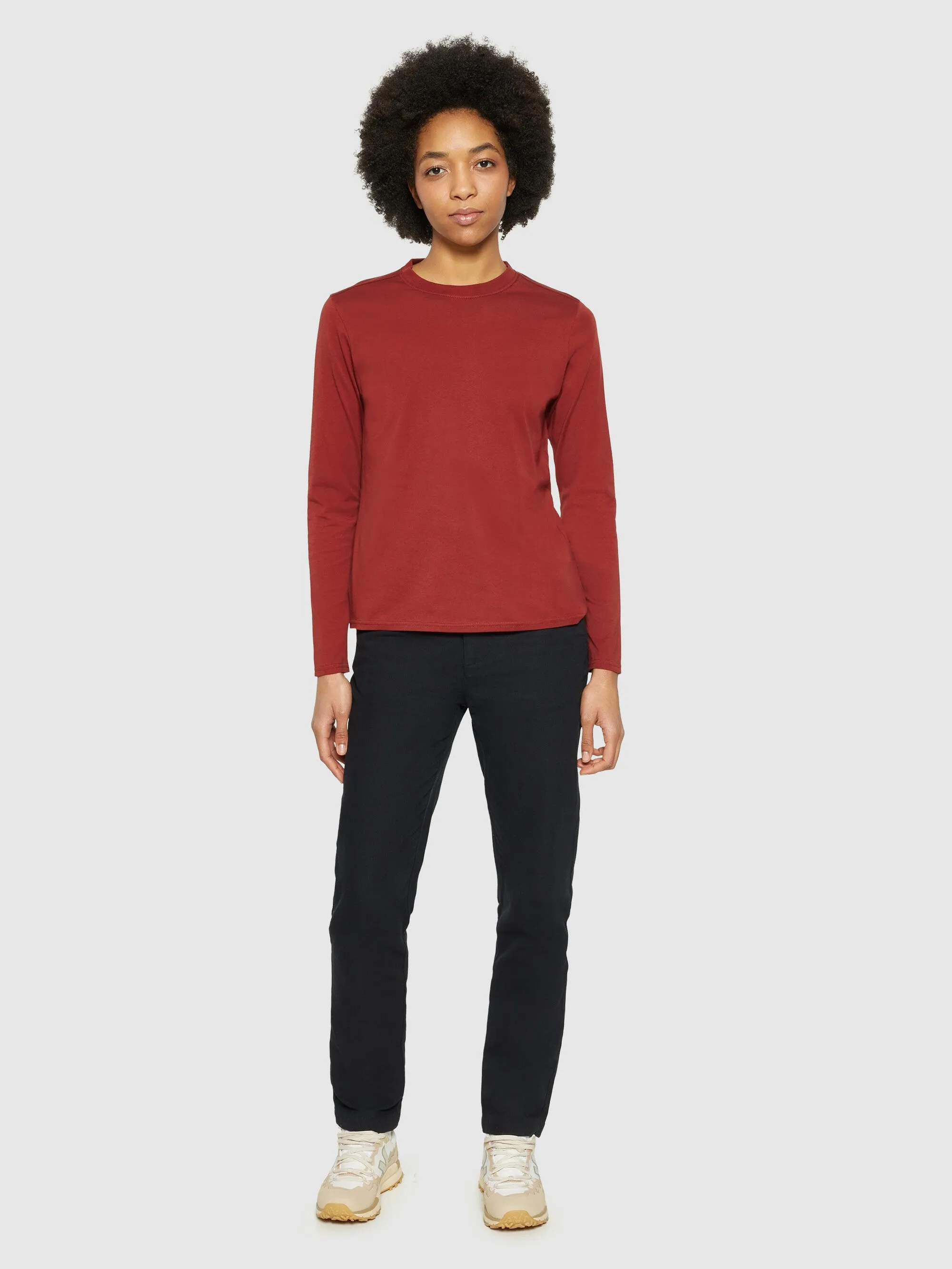 Basic pima cotton long sleeve t-shirt - GOTS/Vegan - Fired Brick