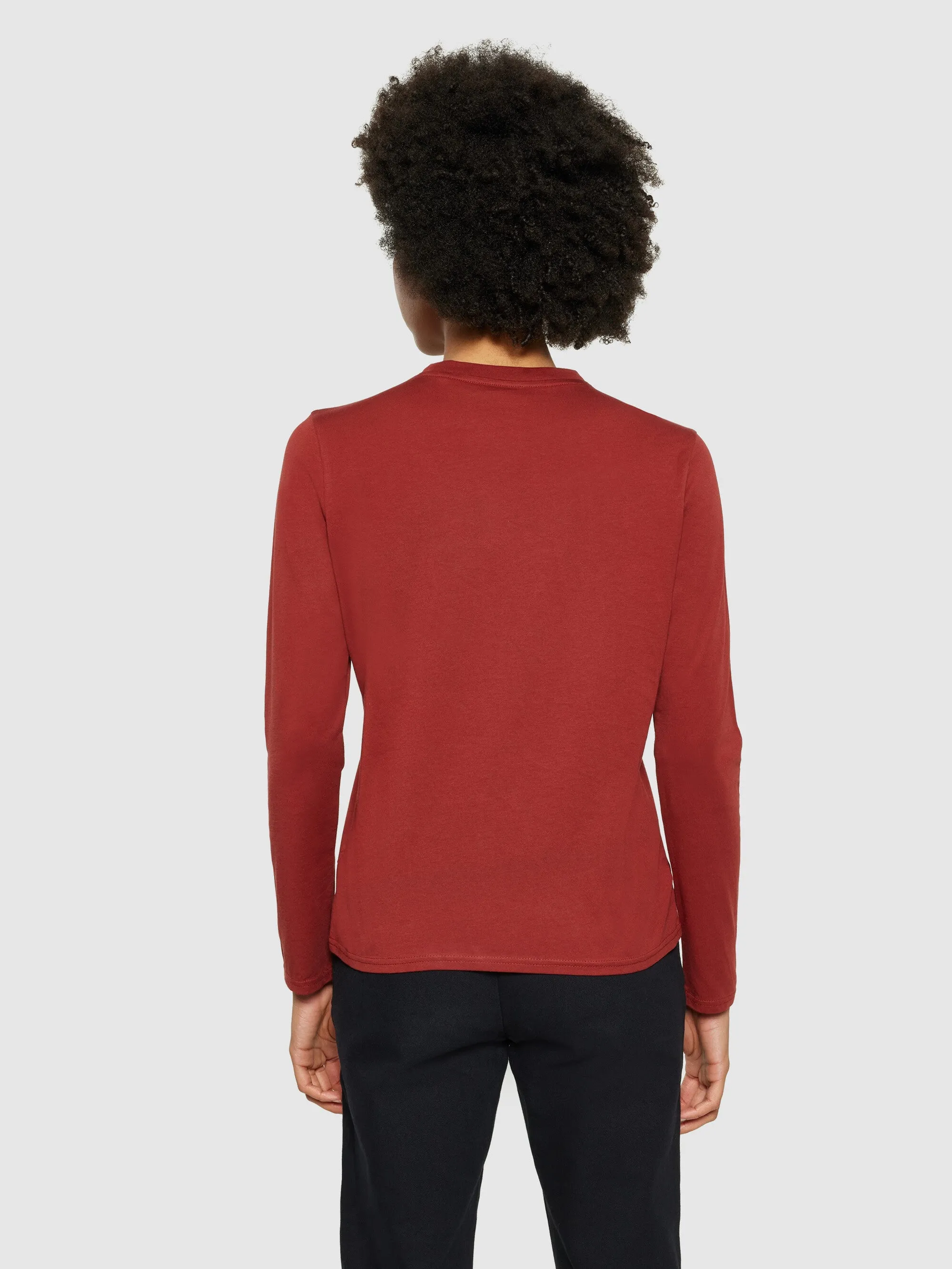 Basic pima cotton long sleeve t-shirt - GOTS/Vegan - Fired Brick