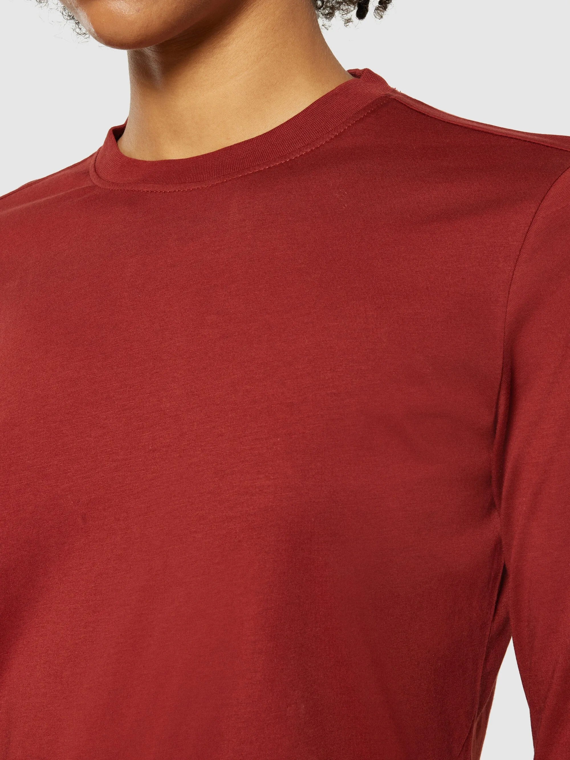 Basic pima cotton long sleeve t-shirt - GOTS/Vegan - Fired Brick