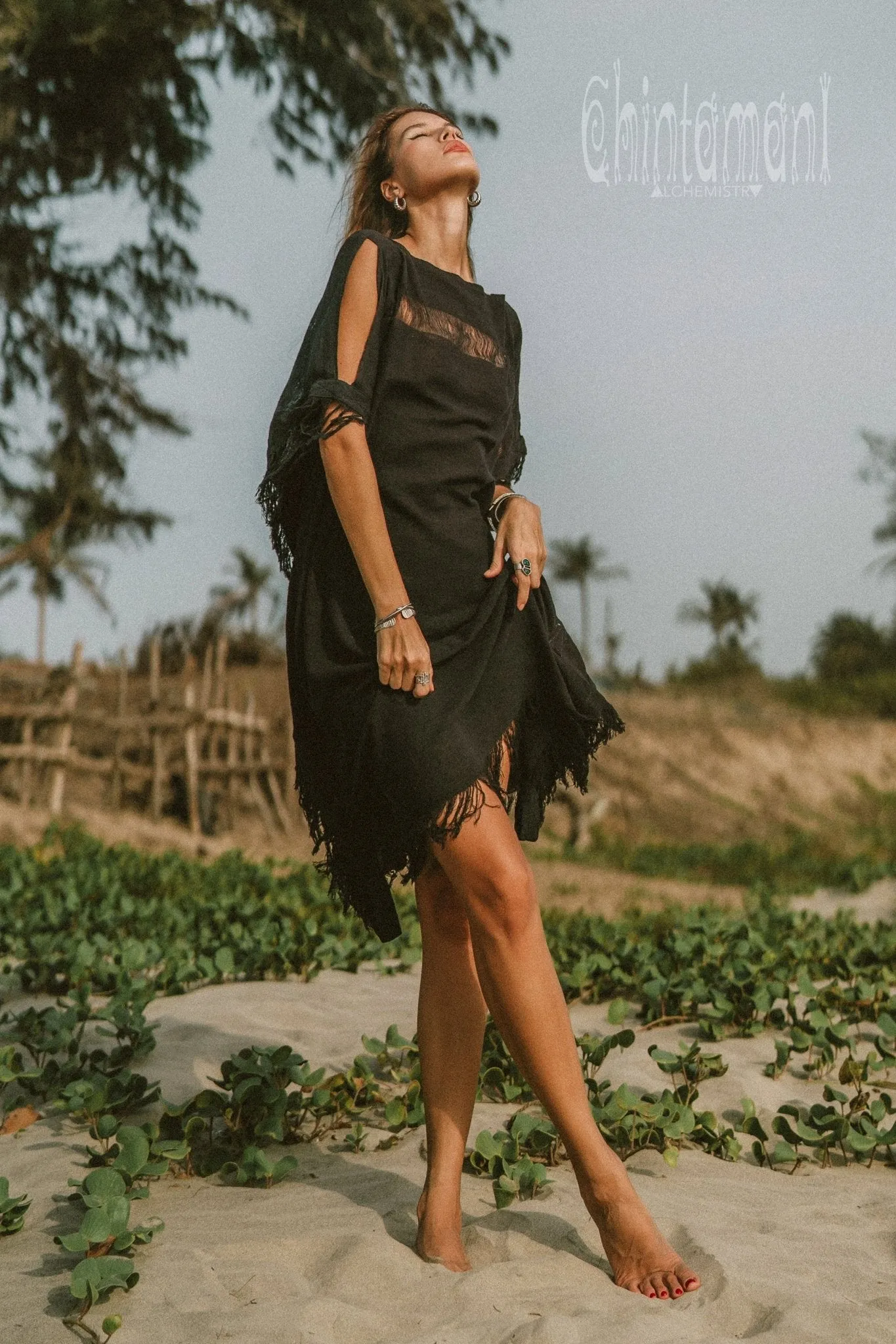 Beach Poncho Dress / Black