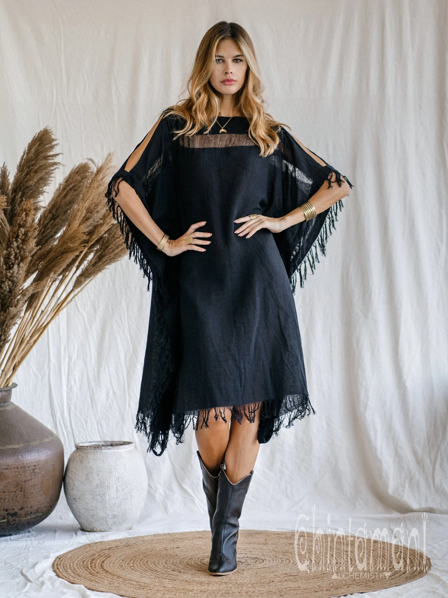 Beach Poncho Dress / Black