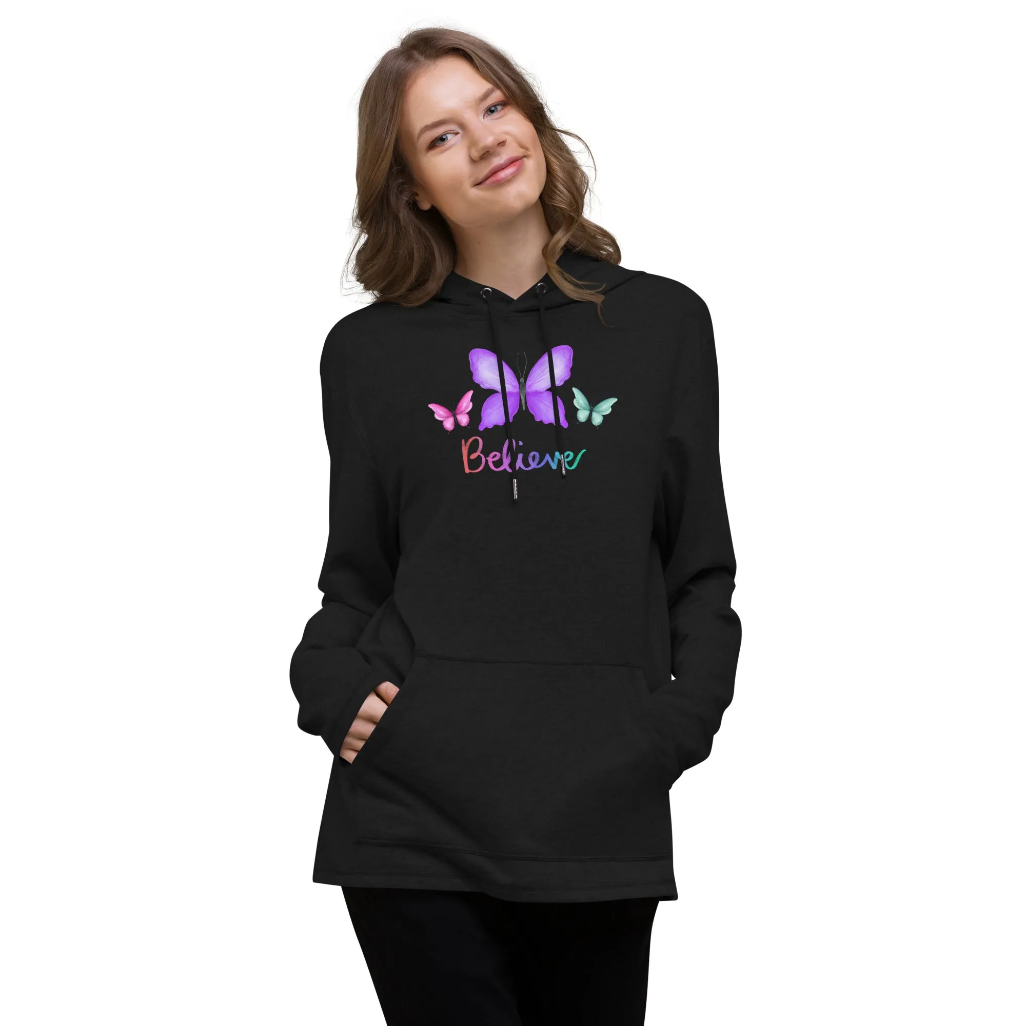 Believe Butterfly - Unisex Lightweight Hoodie