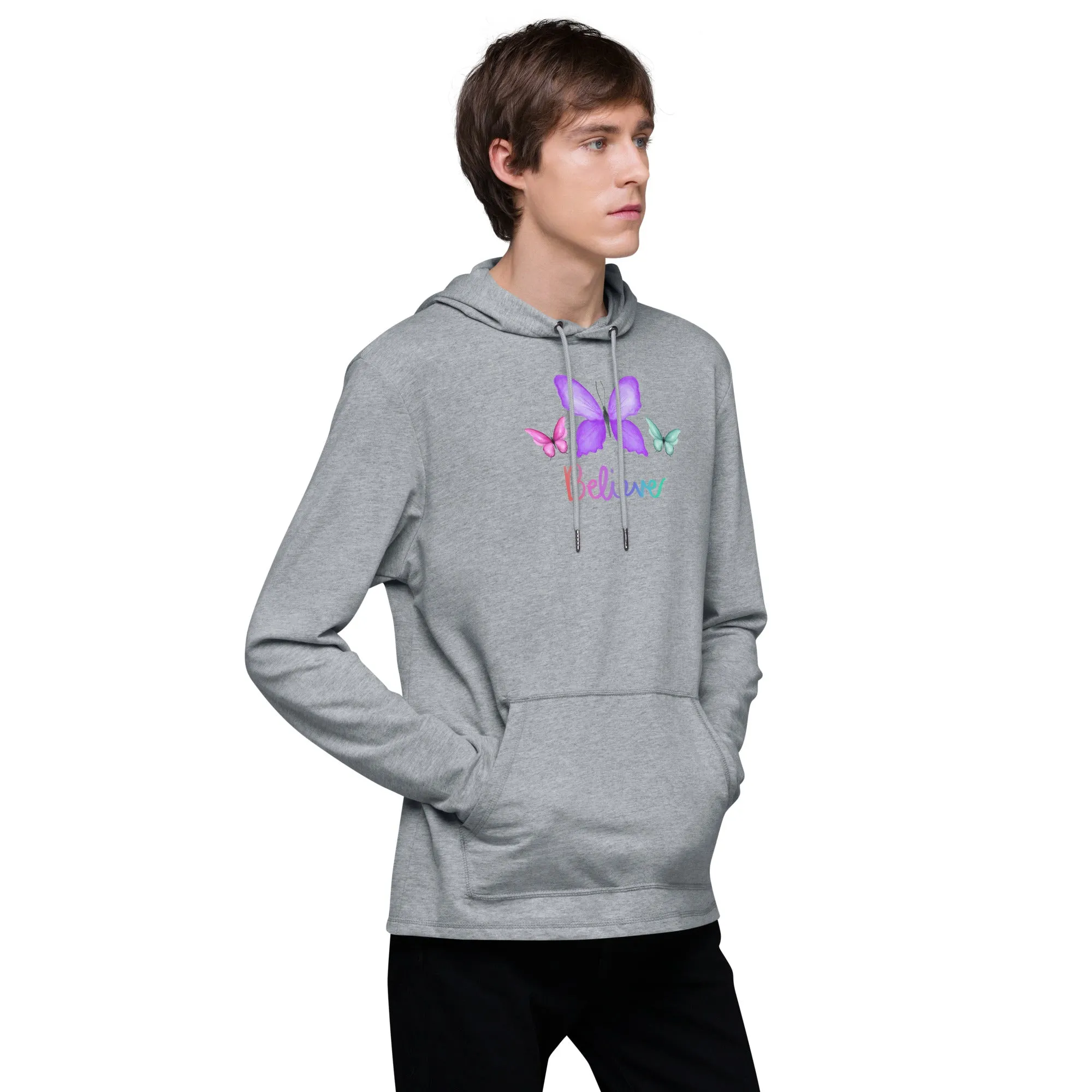 Believe Butterfly - Unisex Lightweight Hoodie