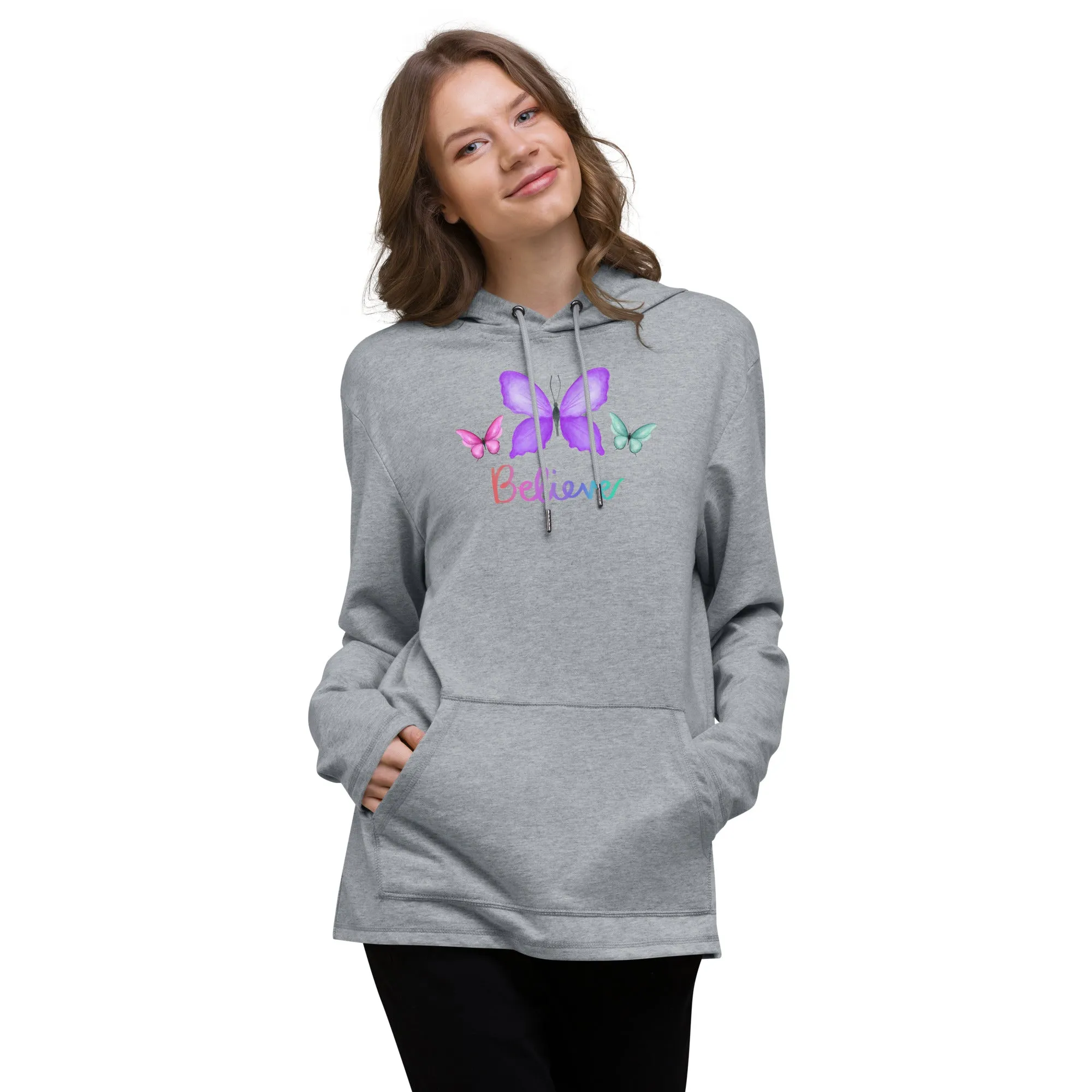 Believe Butterfly - Unisex Lightweight Hoodie