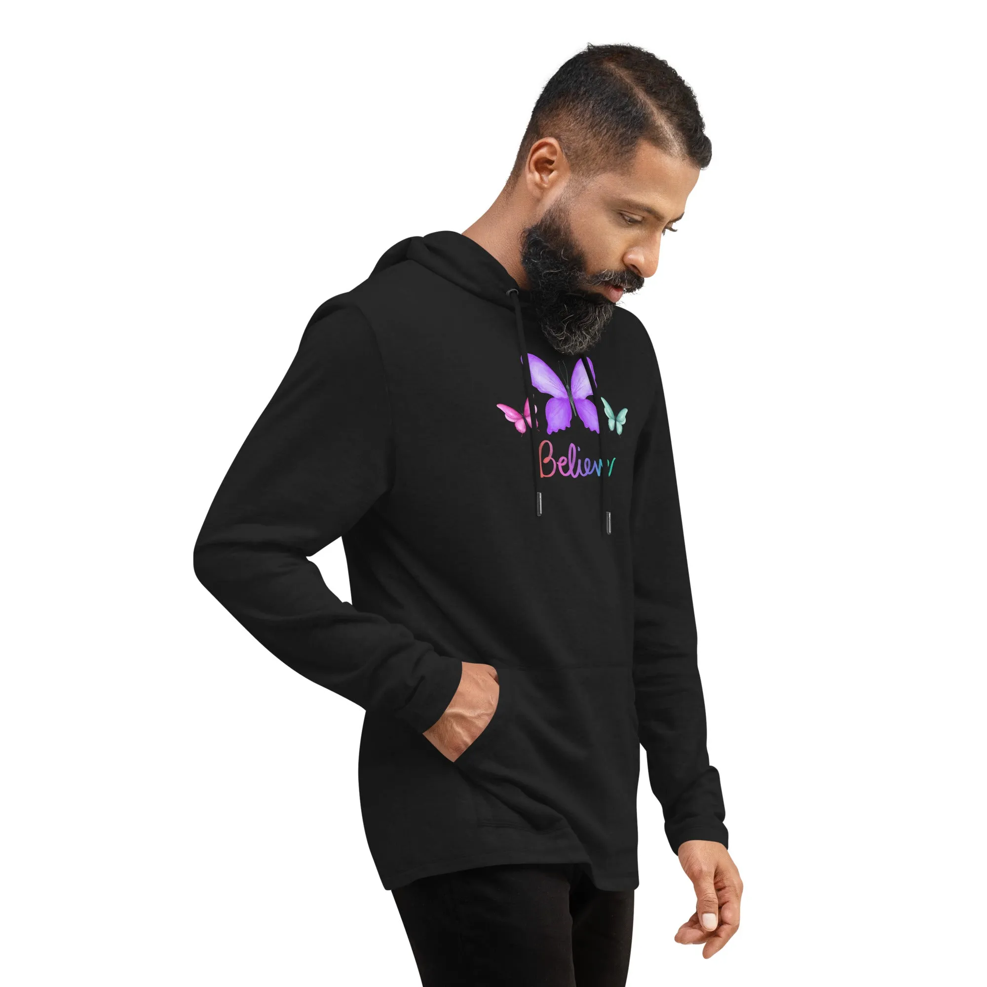 Believe Butterfly - Unisex Lightweight Hoodie