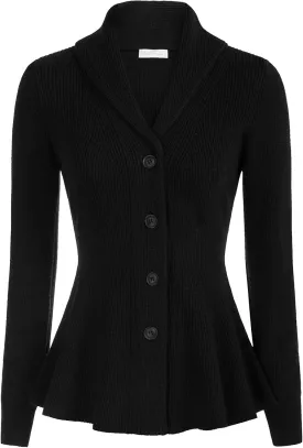 Belle Poque Women Vintage Cardigan Sweater Shawl Lapel Button Down Sweater Outwear Coat
