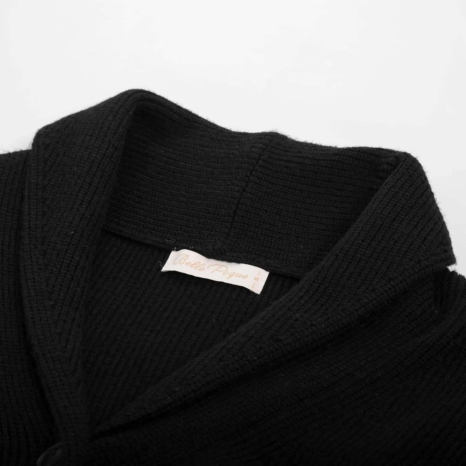 Belle Poque Women Vintage Cardigan Sweater Shawl Lapel Button Down Sweater Outwear Coat