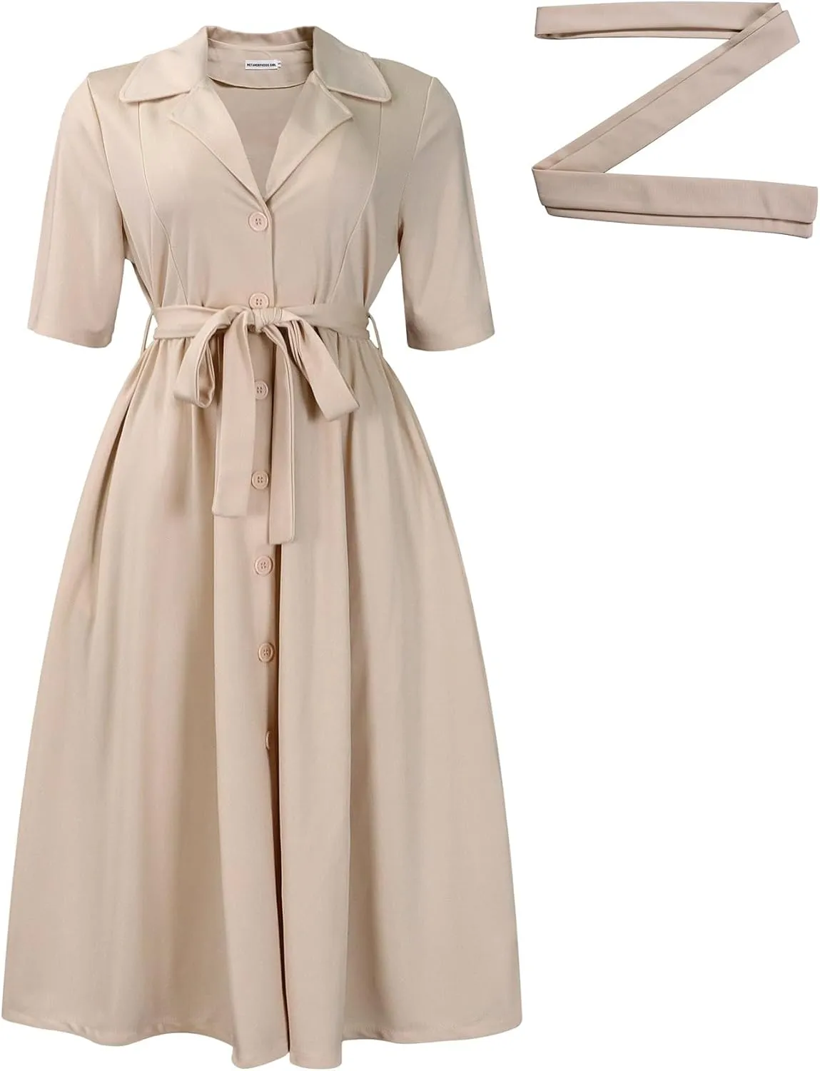 BFFBABY Womens Plus Size Wrap V Neck Casual A Line Midi Dresses Short Sleeve Summer Swing Dress with Belt Pockets