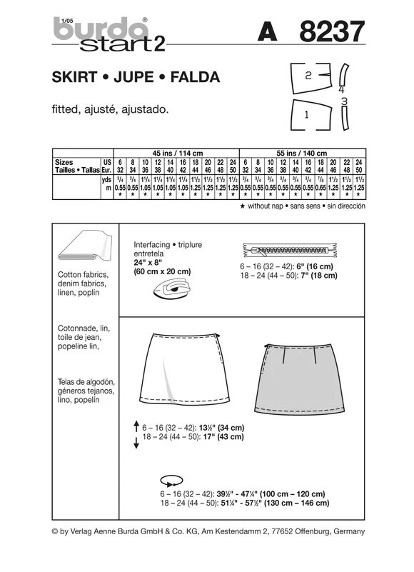 Burda 8237 Mini Skirt Sewing Pattern