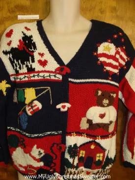 Cat, Dog and Bear Patriotic Ugly Festive Xmas Sweater