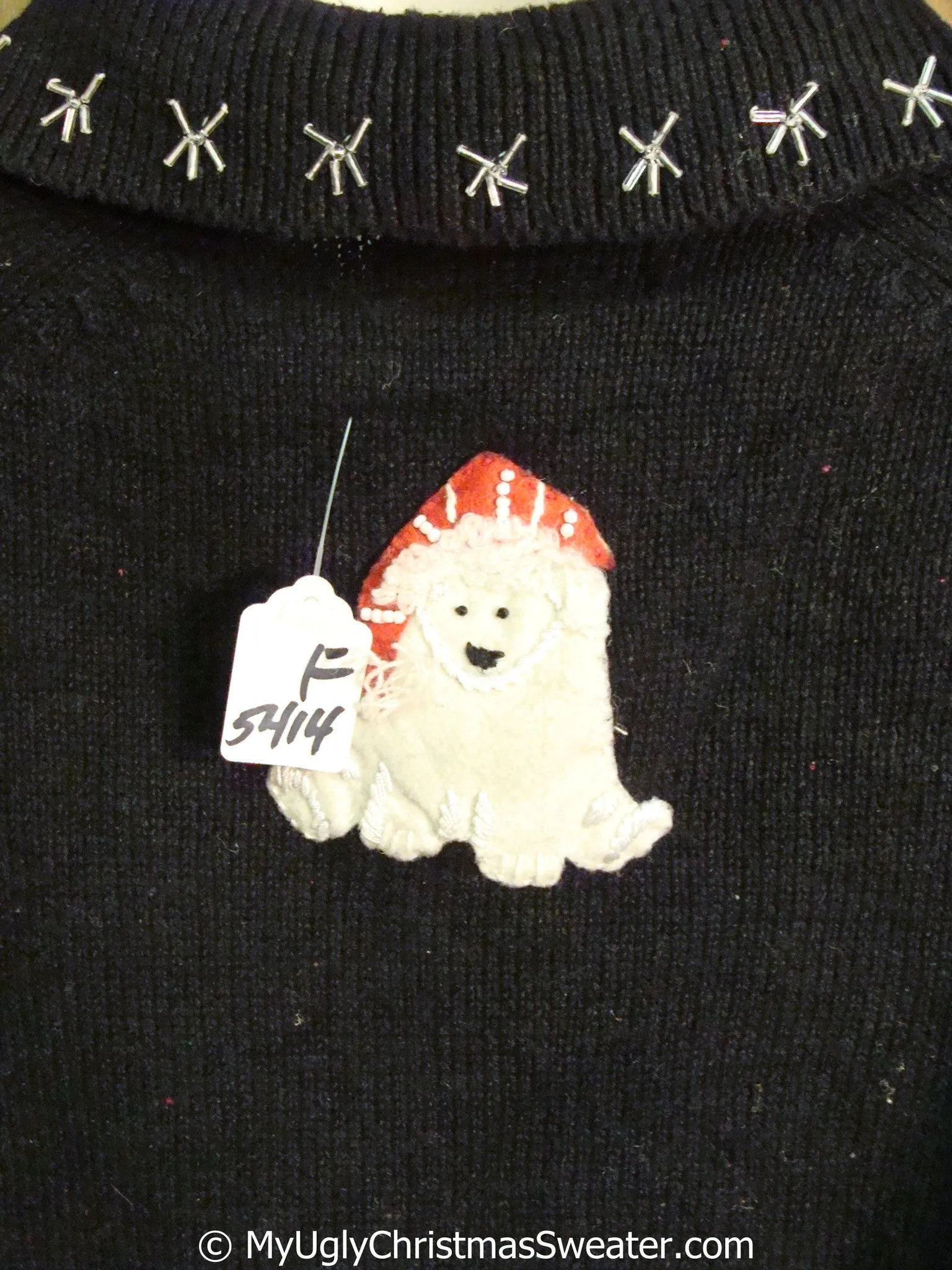 Christmas Sweater with Bears and Dangling Pompom Zipper
