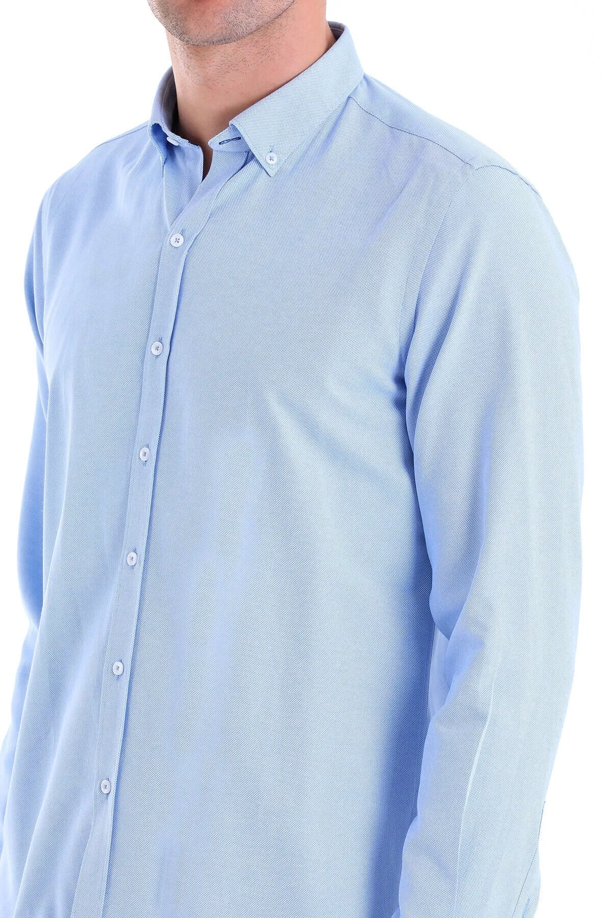 Comfort Fit Button-Down Collar Light Blue Casual Shirt
