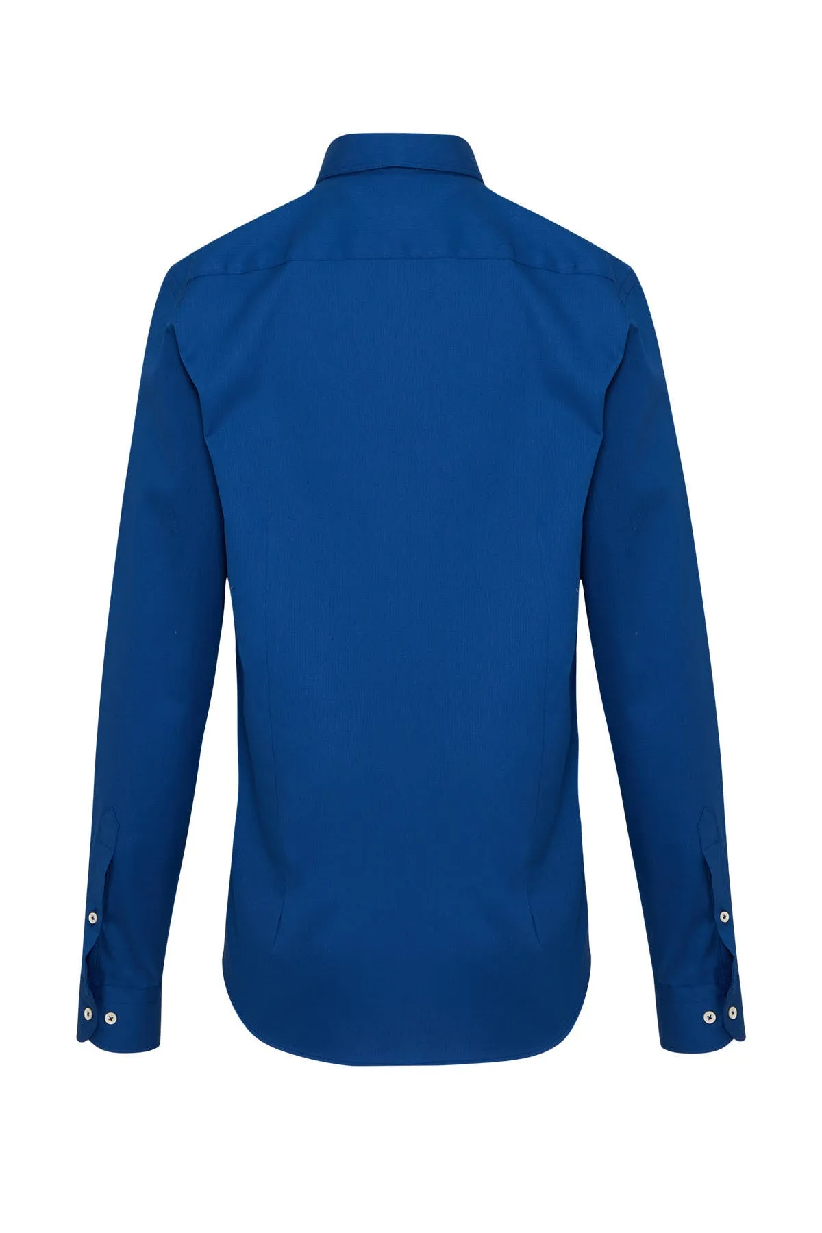 Comfort Fit Long Sleeve Cotton Sax Casual Shirt