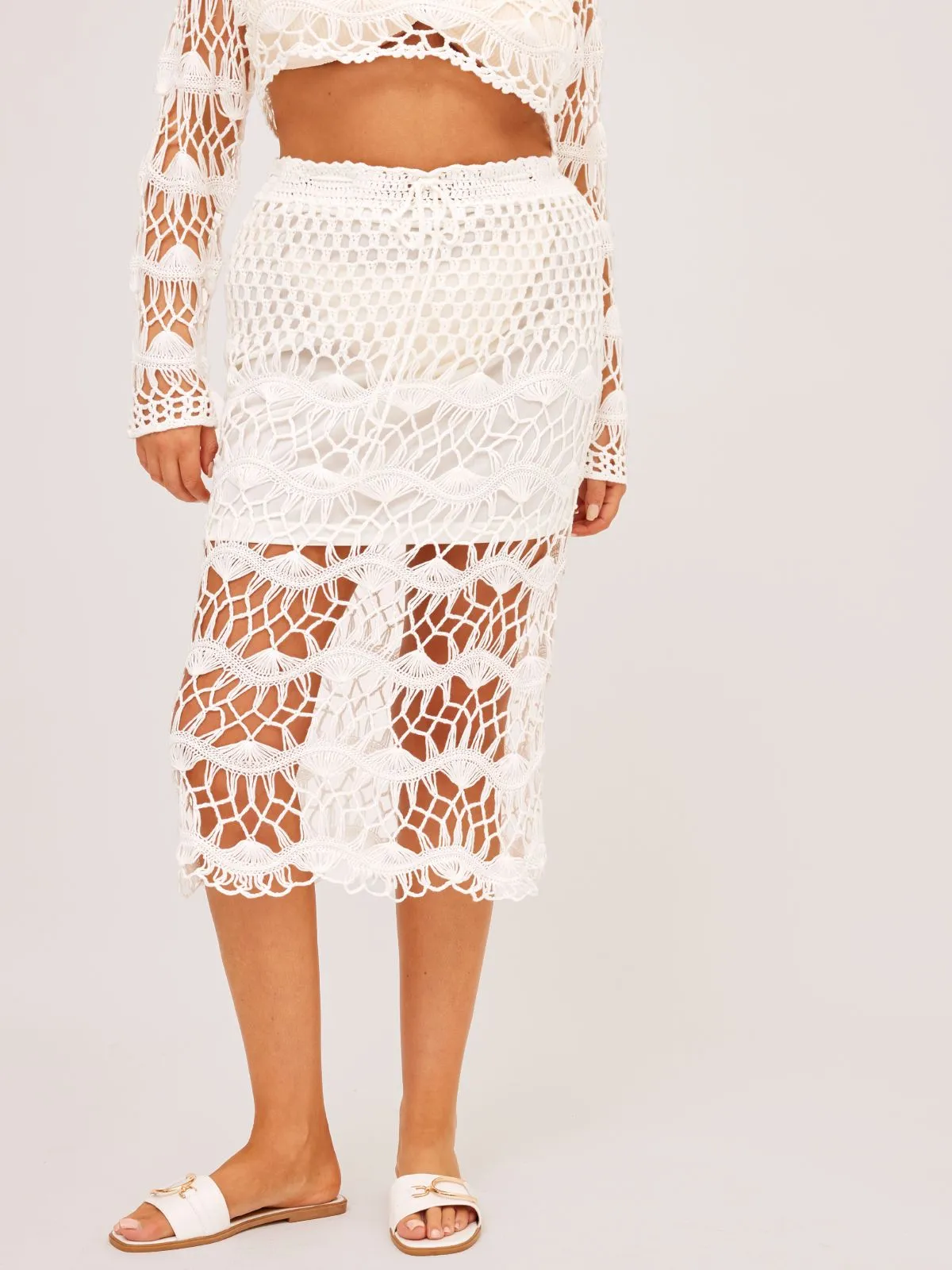 Cora Crochet Midi Skirt / Cream