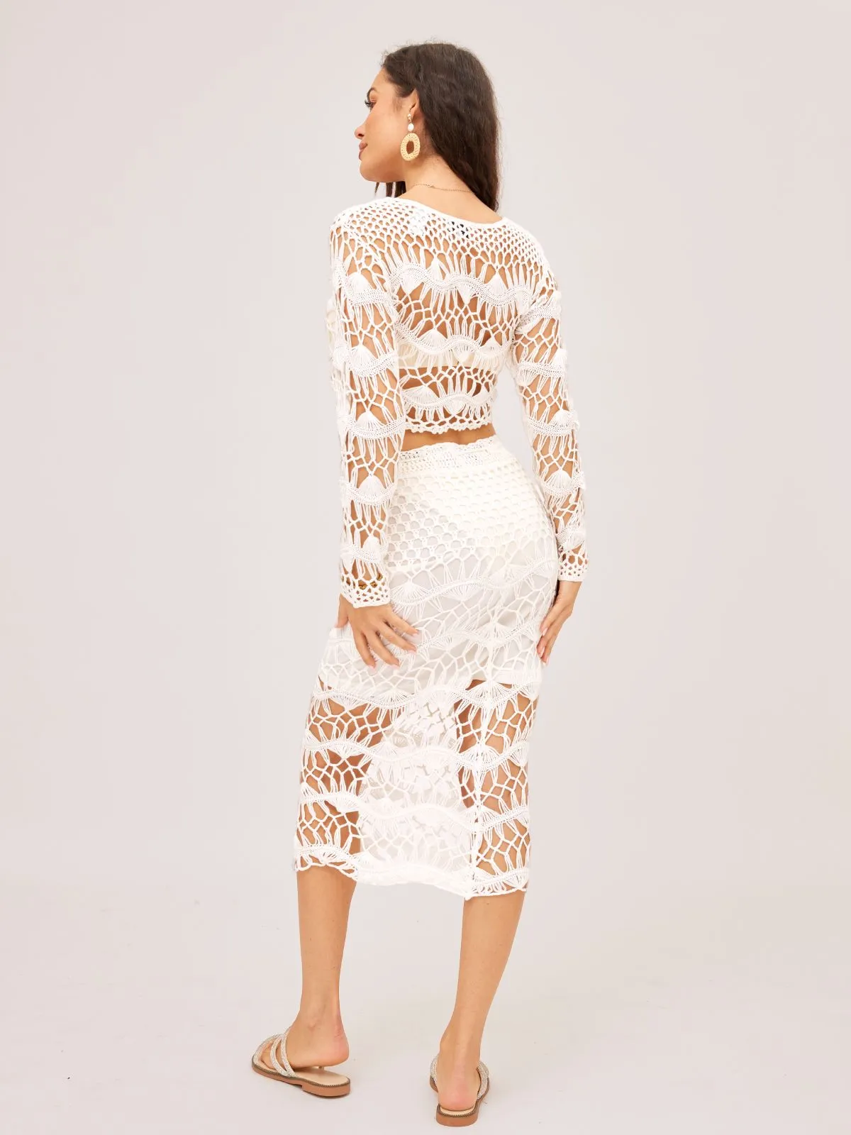Cora Crochet Midi Skirt / Cream