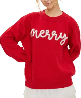 DSORVICD Women Glitter Christmas Sweater Sequin Long Sleeve Knit Pullover Ugly Graphic Oversized Holiday Sweater Streetwear