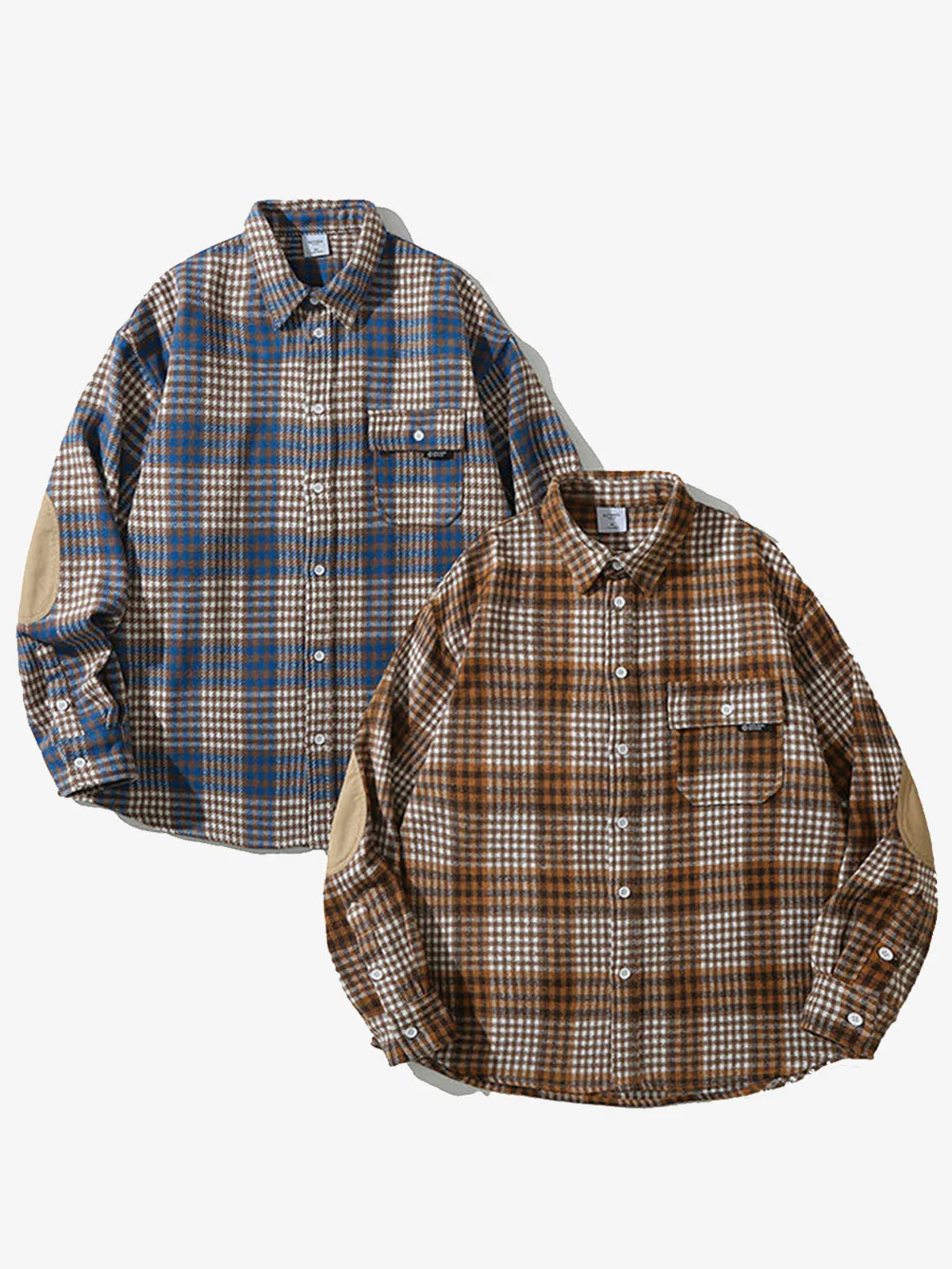 Elbow Patches Check Long Sleeve Shirt