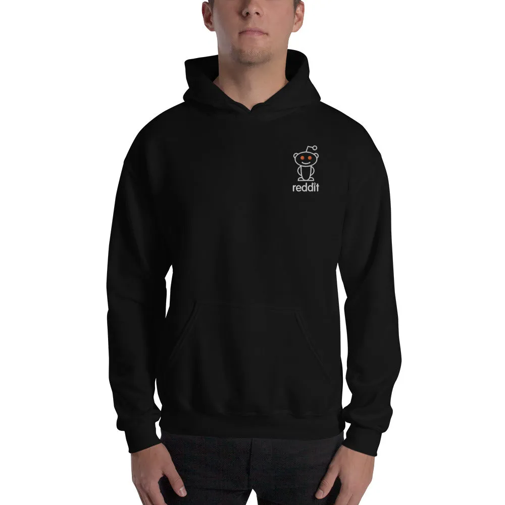 Embroidery Reading Robot Robot Logo Black Hoodies