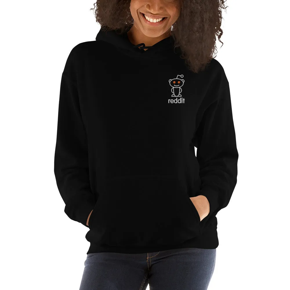 Embroidery Reading Robot Robot Logo Black Hoodies