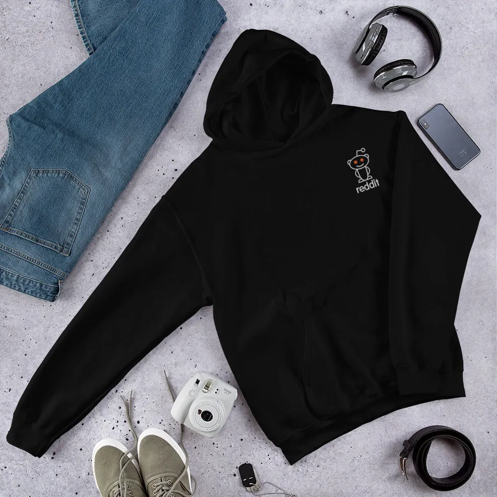 Embroidery Reading Robot Robot Logo Black Hoodies