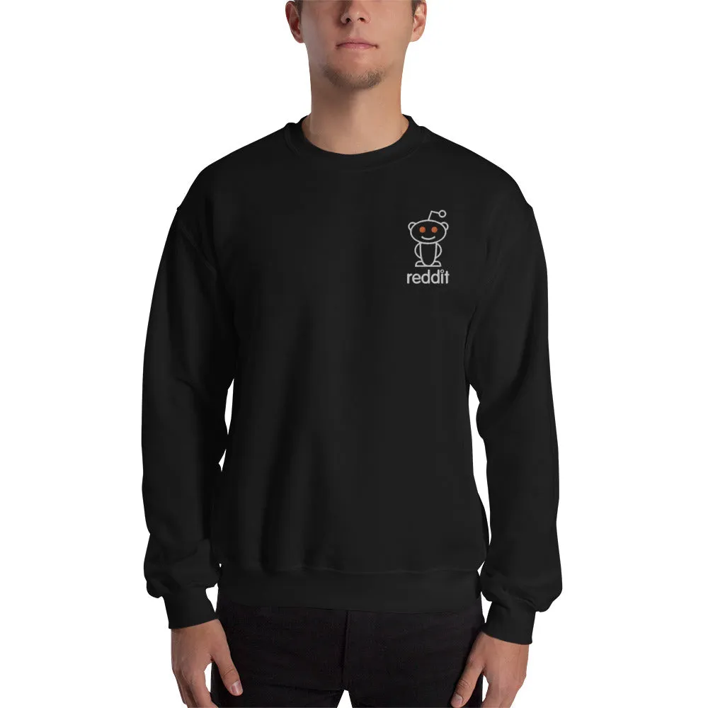Embroidery Reading Robot Robot Logo Black Sweatshirt