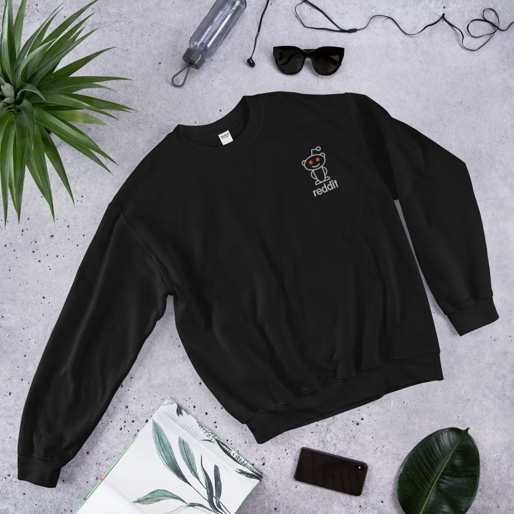 Embroidery Reading Robot Robot Logo Black Sweatshirt