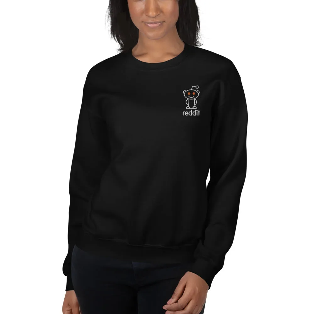 Embroidery Reading Robot Robot Logo Black Sweatshirt