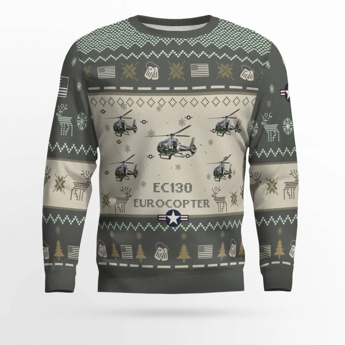 Eurocopter EC130_Aircraft Ugly Sweater, Ugly Sweater Christmas Shirt for Men Dad Veteran