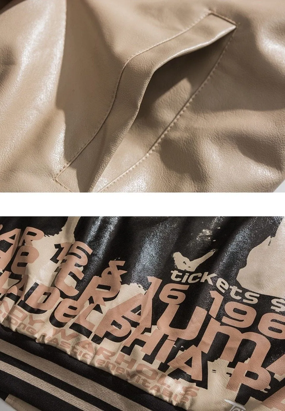 Faux Leather 1968 Varsity Jacket