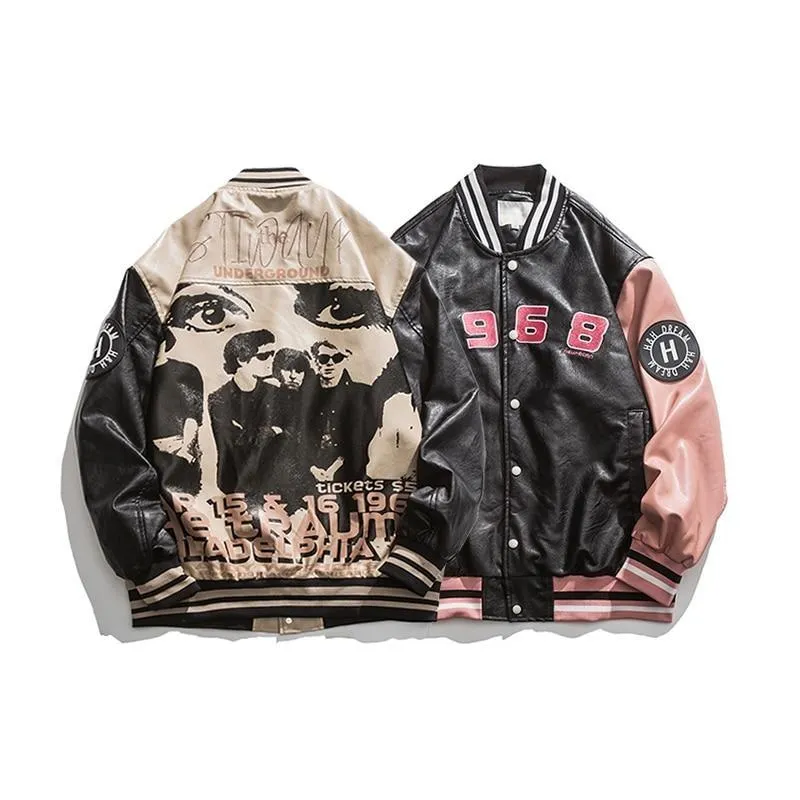 Faux Leather 1968 Varsity Jacket