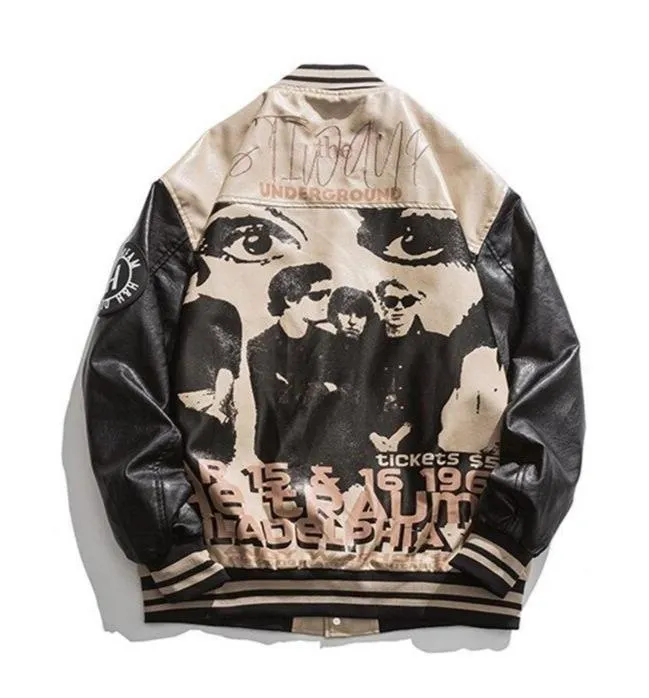 Faux Leather 1968 Varsity Jacket
