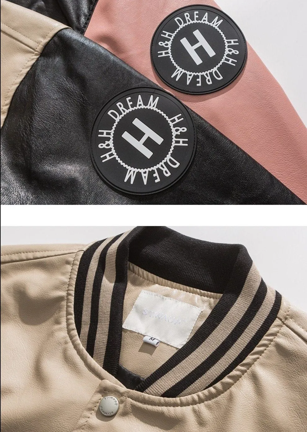 Faux Leather 1968 Varsity Jacket