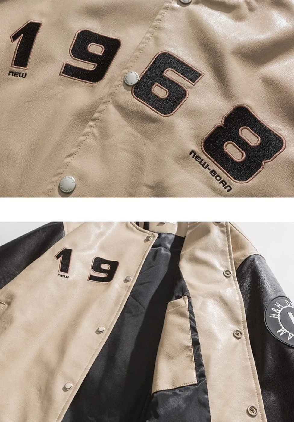 Faux Leather 1968 Varsity Jacket