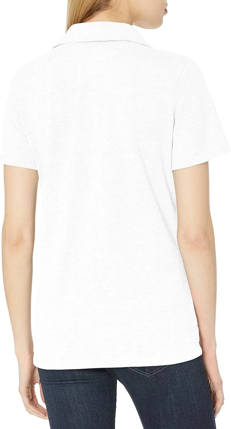 Hanes Short Sleeve Pique Shirt, Four-Button Midweight Polo for Women