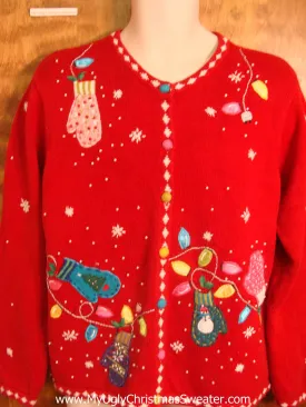 Hanging Lights with Mittens Bad Christmas Sweater