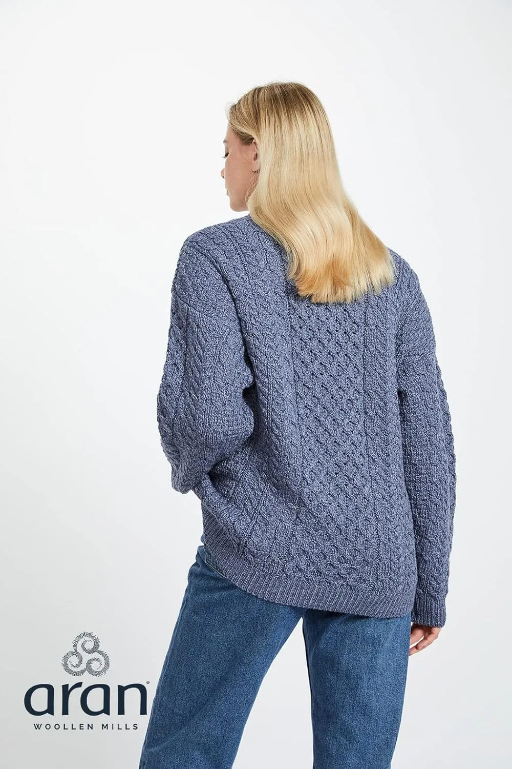 Irish Aran Sweater for Women's 100% Merino Wool Pullover Made in Ireland