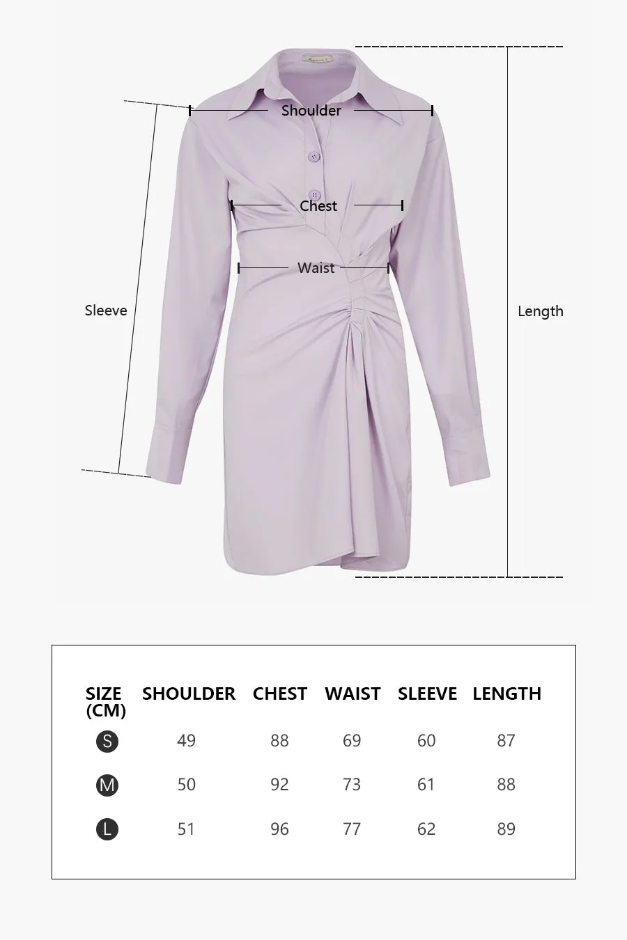 Irregular shirt | V-neck long-sleeved shirt dress