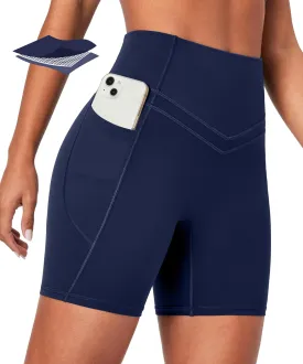IUGA Tummy Control Biker Shorts Women with Pockets Workout Gym Shorts High Waisted Yoga Running Compression Shorts Spandex