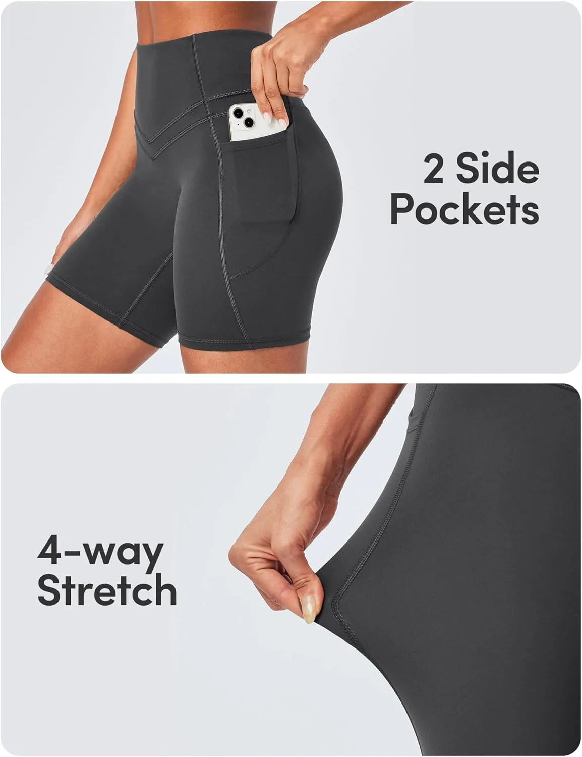 IUGA Tummy Control Biker Shorts Women with Pockets Workout Gym Shorts High Waisted Yoga Running Compression Shorts Spandex
