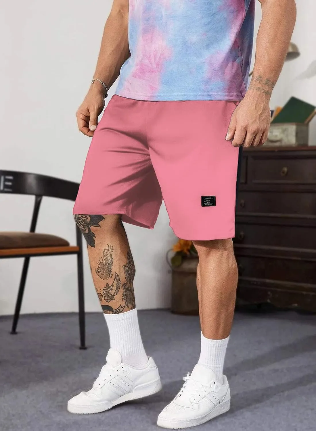 JMIERR Mens Cotton Sweat Shorts with 3 Pockets Workout Lounge Jogger Athletic Shorts 7 inch Inseam Running Shorts