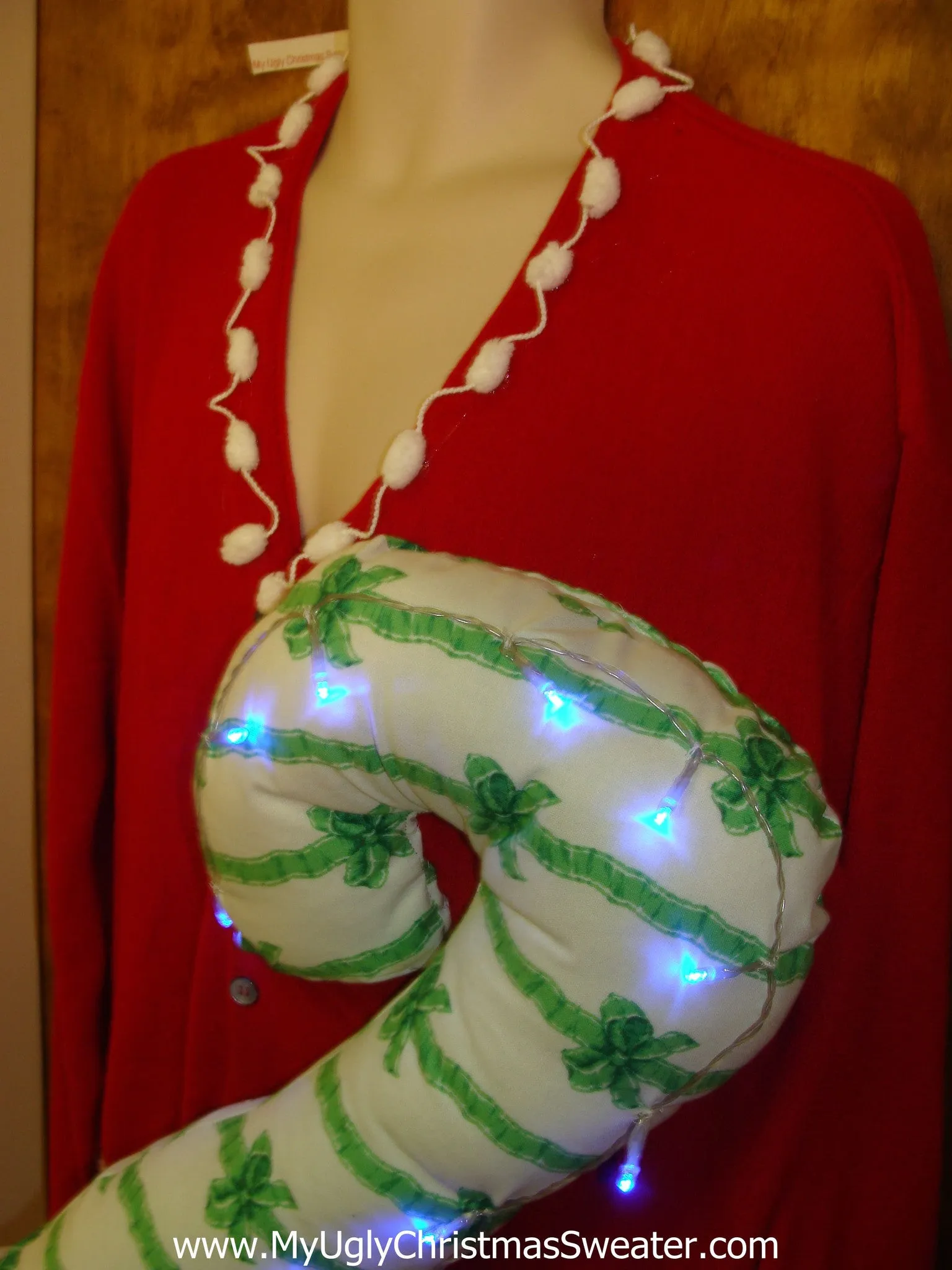 Light Up Funny Christmas Sweater Huge 3D Candy Cane Mens XXXL 