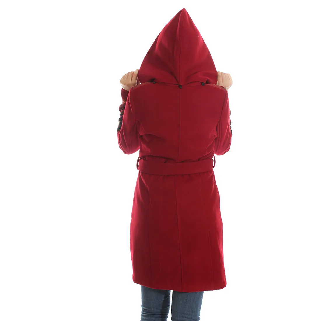 Long coat with removable hoodie/ red -5898