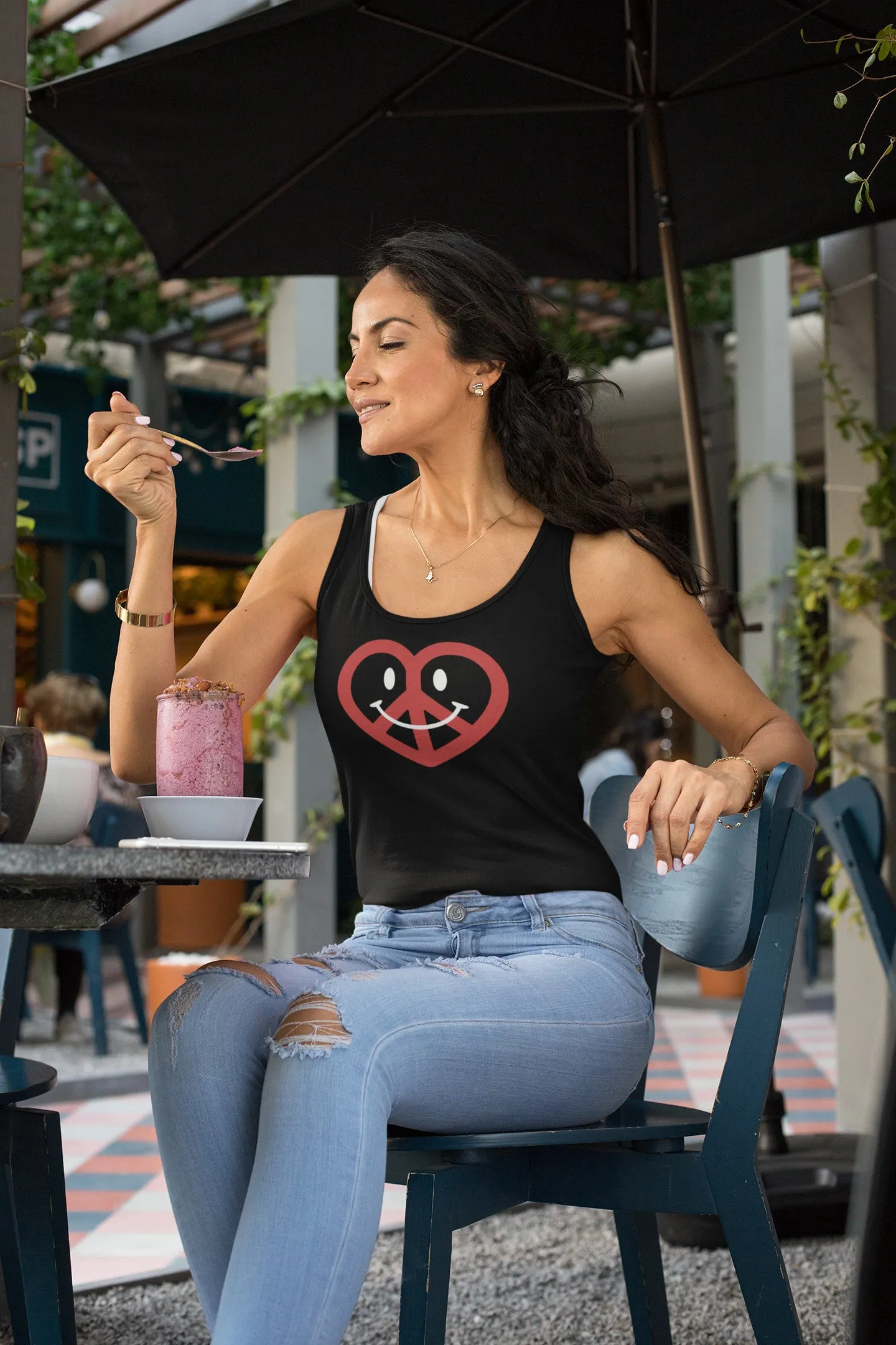 Love, Peace, & Happiness Women's Racer-back Tank-top
